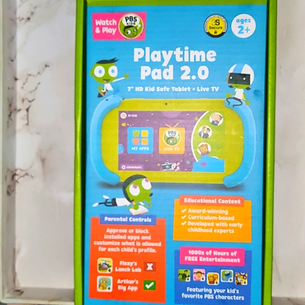 🌈 🌈SOLD SOLDPBS Watch & Play Playtime Pad 2.0  7" HD Kid Safe Tablet + Live TV